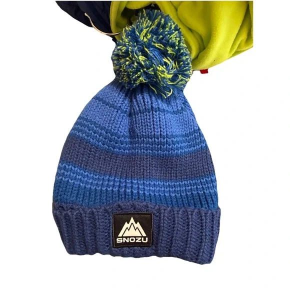 NEW! BOYS SNOZU HOODIE JACKET INNER FLEECE AND KNIT BEANIE BLUE,GREEN SIZE 6 - Picture 8 of 13